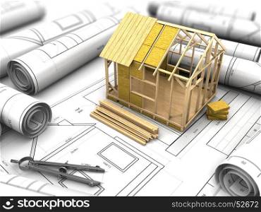 3d illustration of house design project