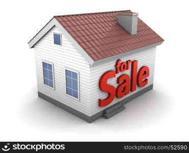 3d illustration of house for sale, over white