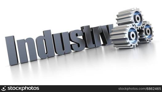 3d illustration of industry sign with gear wheels, over white background