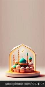 3D Illustration of Islamic Mosque Instagram Story
