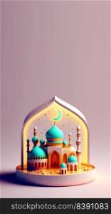 3D Illustration of Islamic Mosque Instagram Story Background