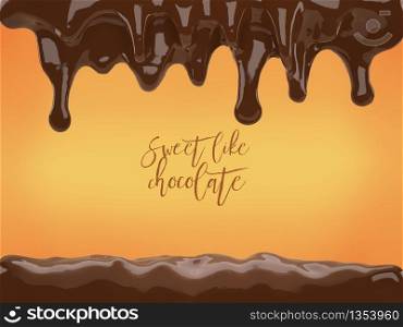 3d illustration of isolated liquid chocolate dripping template with clipping path
