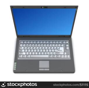 3d illustration of laptop computer over white background