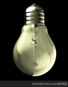 3d illustration of light bulb over black background