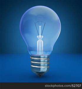 3d illustration of light bulb over blue background