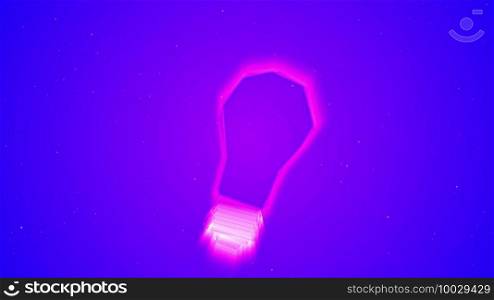 3D illustration of light bulb purple neon glow 