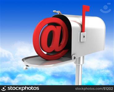 3d illustration of mailbox with email symbol inside