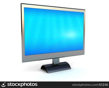 3d illustration of metallic computer monitor over white background