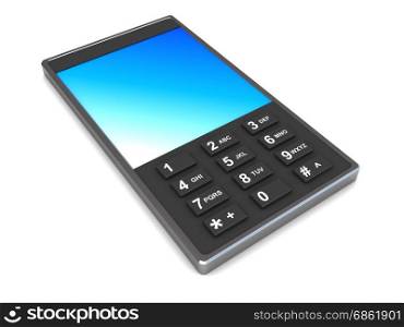3d illustration of mobile phone over white background
