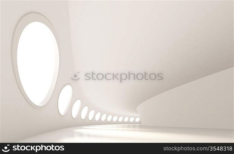3d Illustration of Modern Architecture. Large Abstract Interior