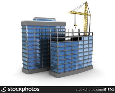 3d illustration of modern building construction over white background