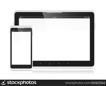 3d illustration of modern mobile devices isolated on white background