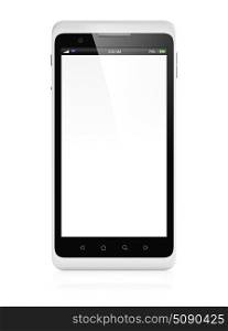3D illustration of modern mobile phones with blank screen isolated on white background