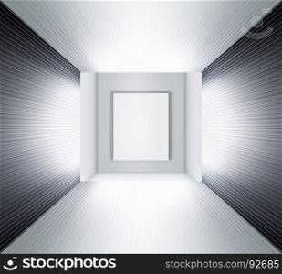 3D illustration of modern white exhibition space like museum or studio