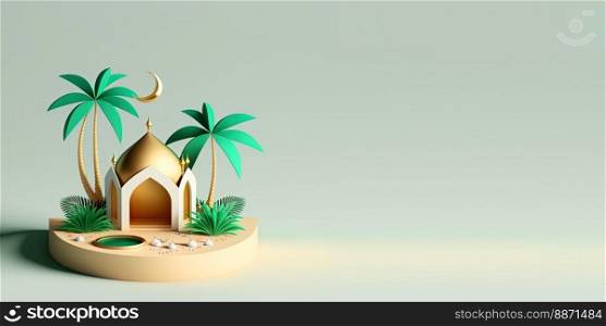 3D Illustration of Mosque for Ramadan Greeting Card