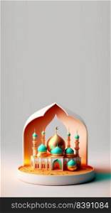 3D Illustration of Mosque Ramadan Kareem Instagram Story Background