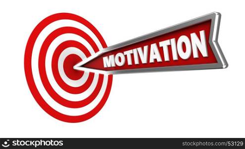 3d illustration of motivation arrow with circles target over white background