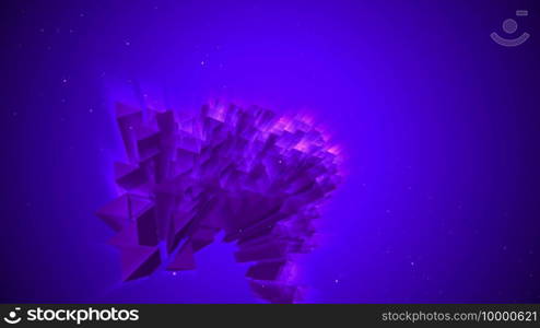 3D illustration of neon glow geometrical object 