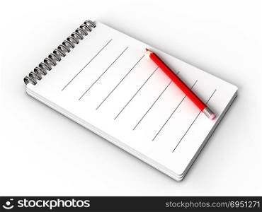 3d illustration of notepad over white background