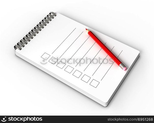 3d illustration of notepad with checklist