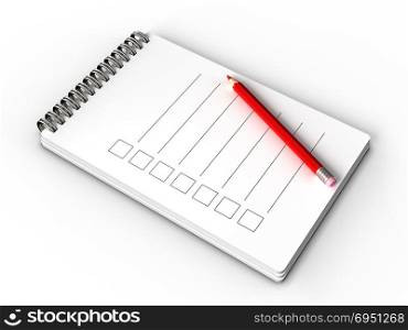 3d illustration of notepad with checklist