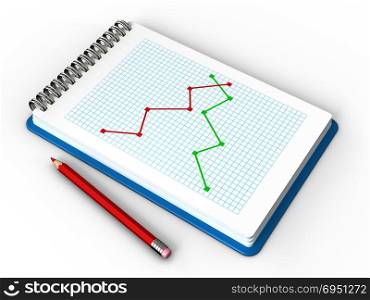 3d illustration of notepad with diagrams, optimization planning concept