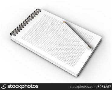 3d illustration of notepad with pencil