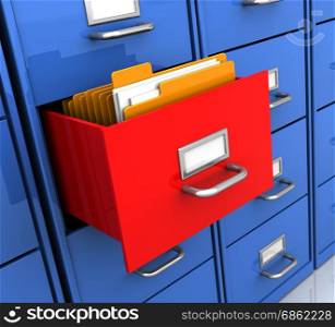 3d illustration of office shelf with document folders inside