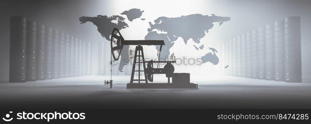 3d illustration of oil barrels, energy crisis concept
