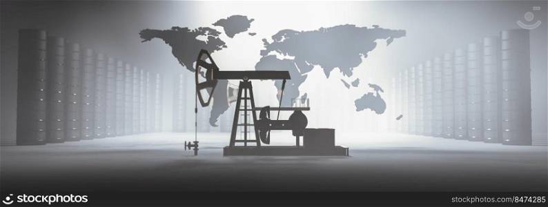 3d illustration of oil barrels, energy crisis concept