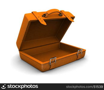 3d illustration of orange travel case over white background
