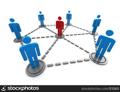 3d illustration of people network with leader