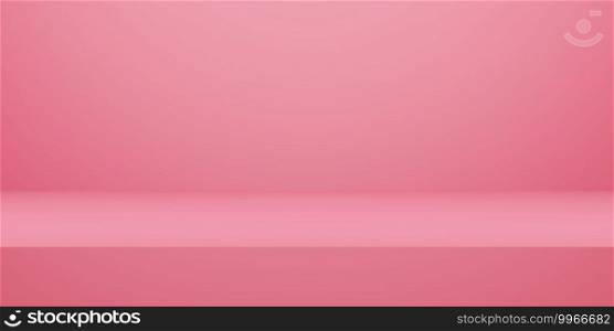3D illustration of pink empty studio room, product background, template mockup for valentine’s day display. love concept