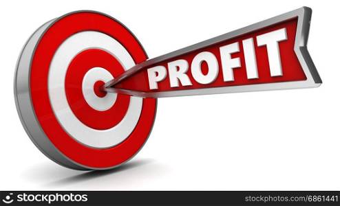 3d illustration of profit as target concept