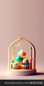 3D Illustration of Ramadan Mosque Instagram Story Background