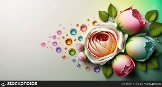 3D Illustration of Realistic Beautiful Colorful Rose Flower