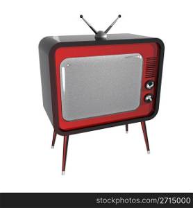 3D illustration of retro TV. Noise on screen.