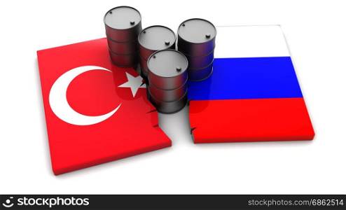 3d illustration of Russia and Turkey conflict concept