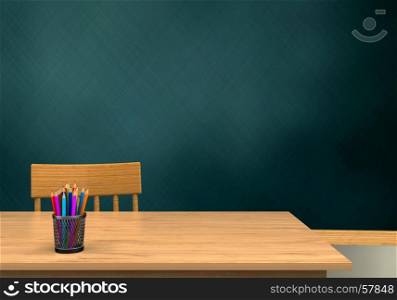 3d illustration of schoolboard with t and. 3d blank
