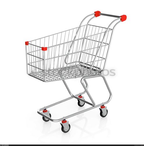 3D illustration of shopping cart isolated on white