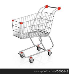 3D illustration of shopping cart isolated on white