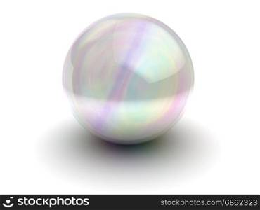 3d illustration of soap bubble or glass sphere over white background