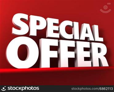 3d illustration of special offer text over red background