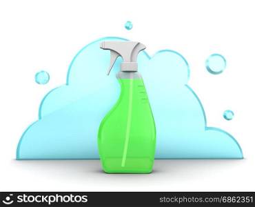 3d illustration of spray and cloud, cleaning concept
