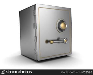 3d illustration of steel safe over white background