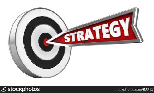 3d illustration of strategy arrow with round target over white background