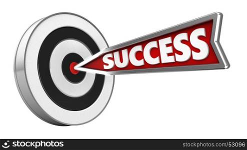 3d illustration of success arrow with round target over white background