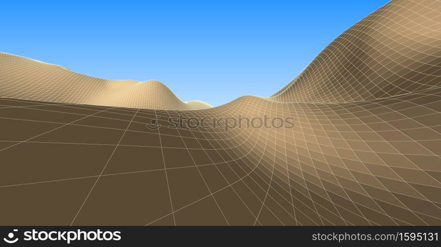 3D Illustration of terrain, mountains, desert, sand dune ,The Earth&rsquo;s background concept