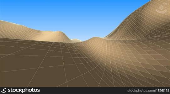 3D Illustration of terrain, mountains, desert, sand dune ,The Earth&rsquo;s background concept