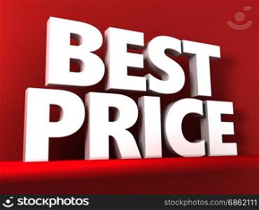 3d illustration of text best price over red background
